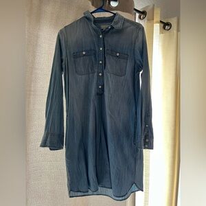 Casual Blue Long Sleeve Denim Dress